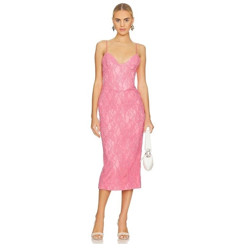 NWT Bardot Hadley Midi Lace Dress In Petal Pink size 10
